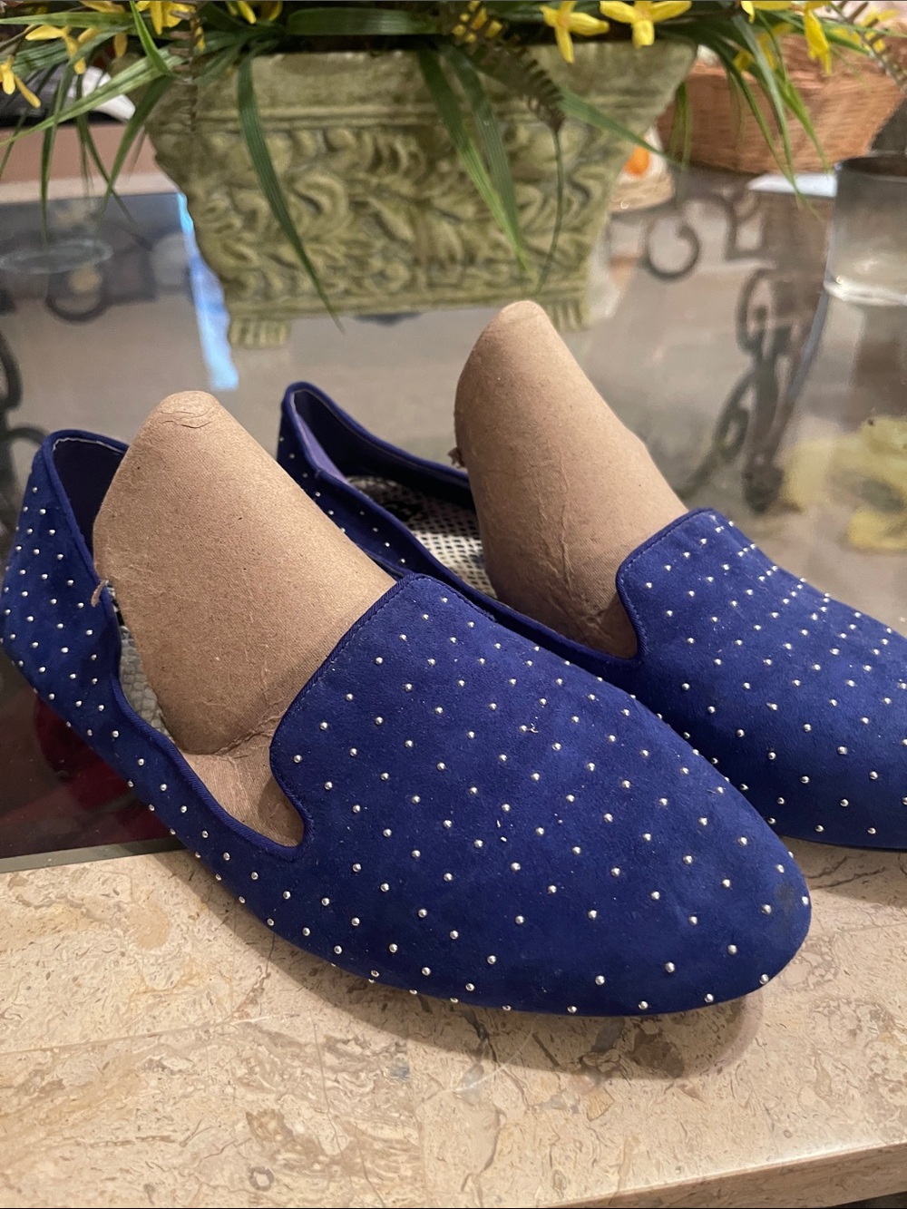 Gianni Bini Royal Blue Studded Slip-On Loafers